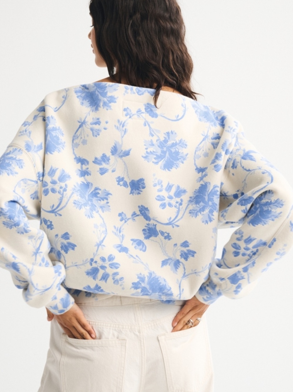 Abercrombie & Fitch Soft A&F Sunday Slash Sweater Off-Shoulder Vintage Floral S - Picture 4 of 8
